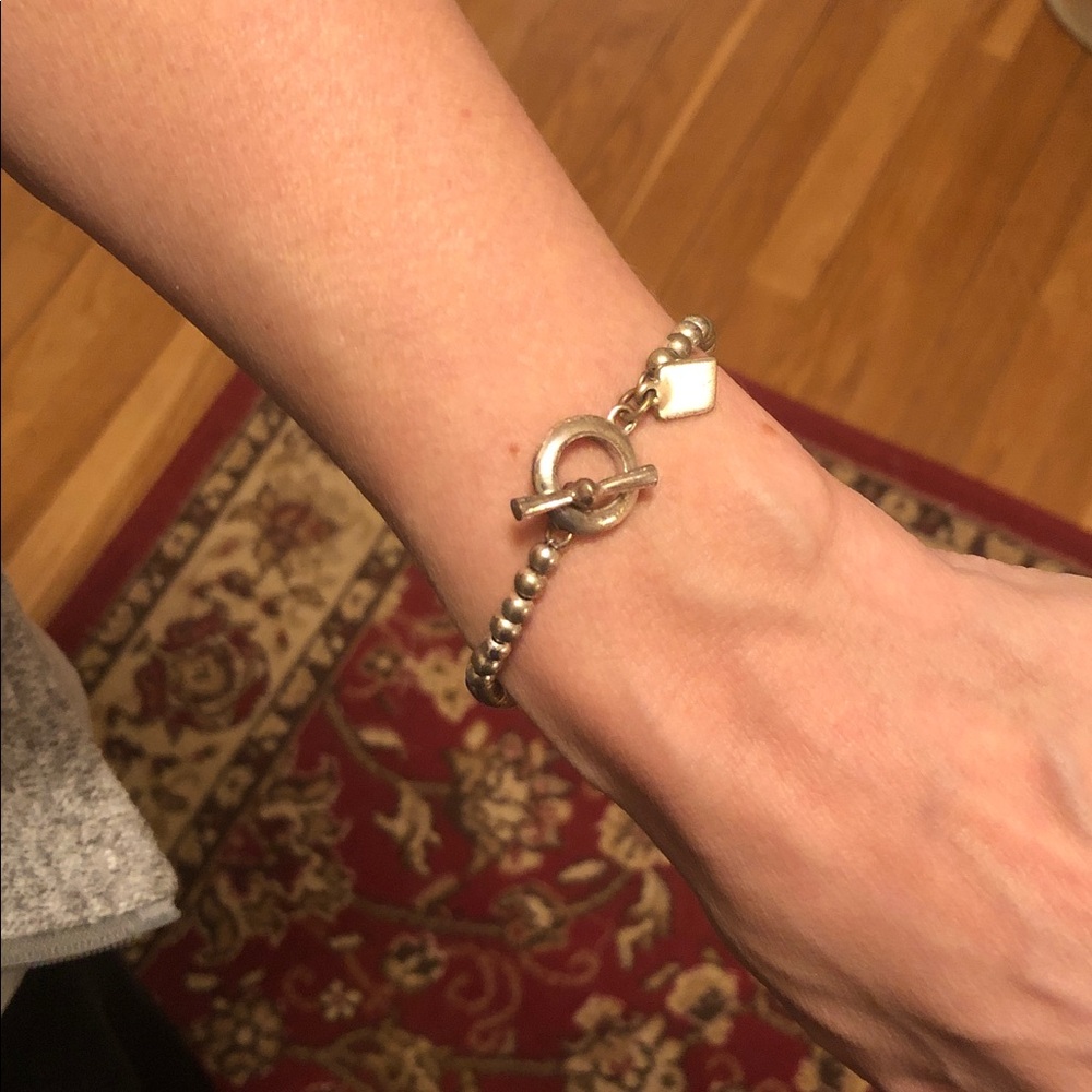 Lauren Ralph Lauren Elegant Silver Toggle closure Beaded Bracelet Only